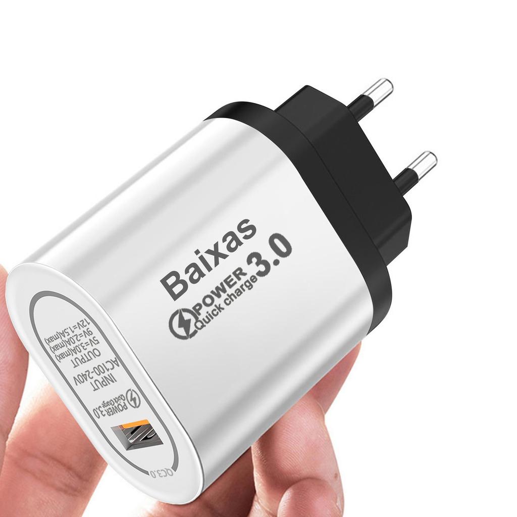 Universal QC3.0 Fast Charger - UK/EU/US, Single Port, Travel Adapter