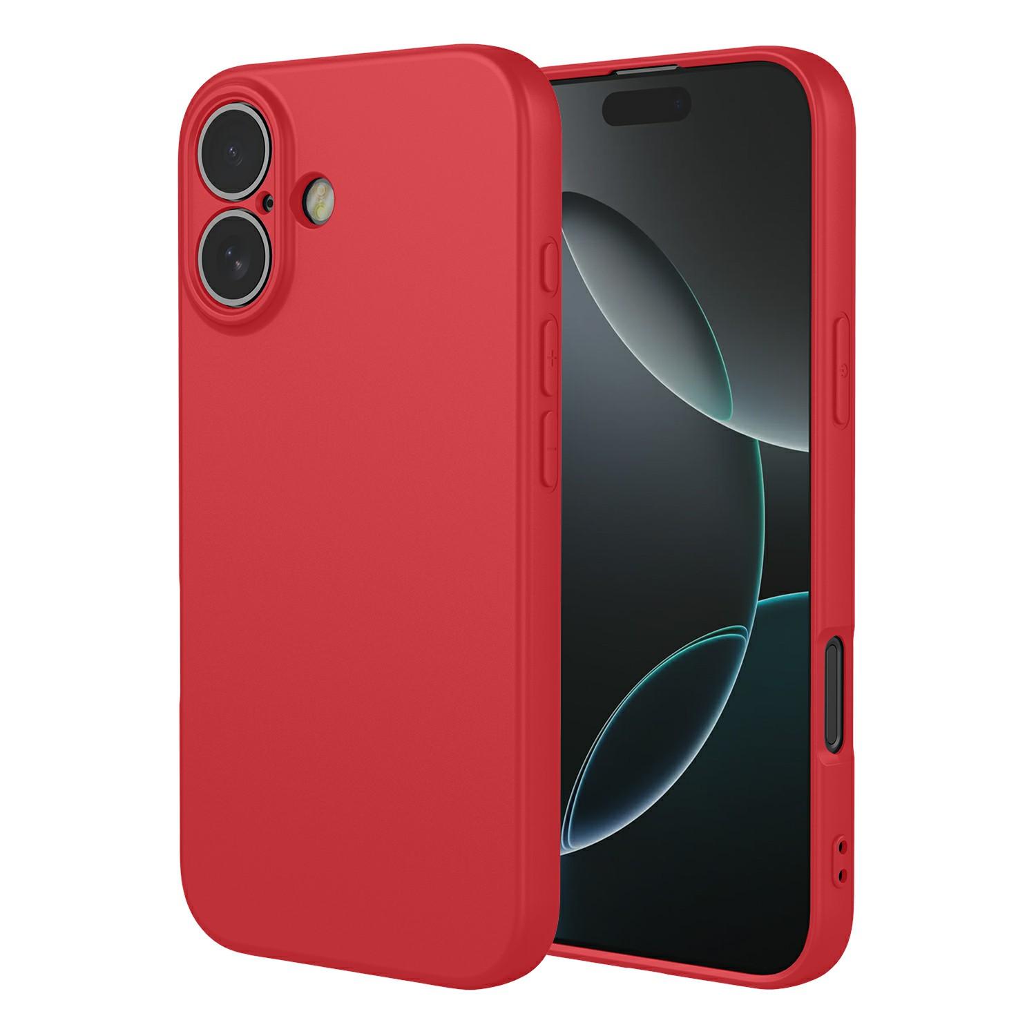 

For iPhone 16 Case Soft TPU Shockproof Protective Phone Cover Red