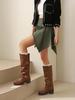 Women's Mid-Calf Buckle Strap Boots, Mid-Heel, Round-Toe, Thick Sole, Plus Size 35-45, Autumn/Winter 2026