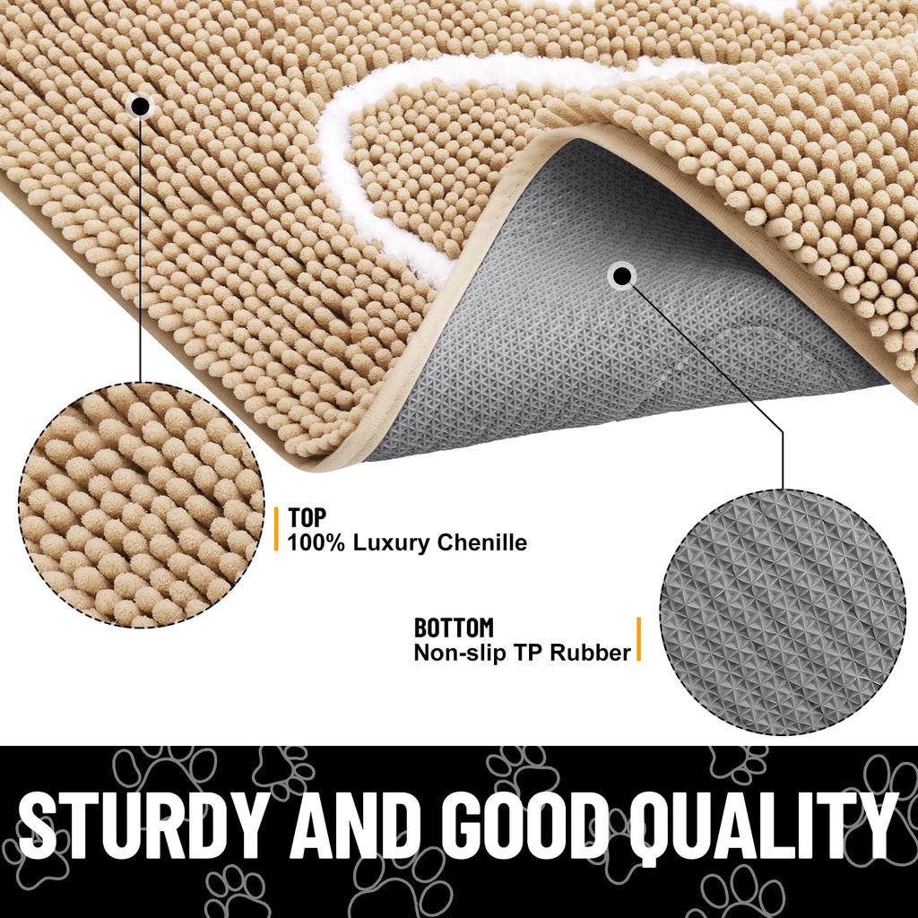 Olanly Dog Door Mat For Muddy Paws Quick Dry Chenille Mud Mat For Dogs Absorbent Dirt Trapper Non-Slip INdoor Door Mat For Floor