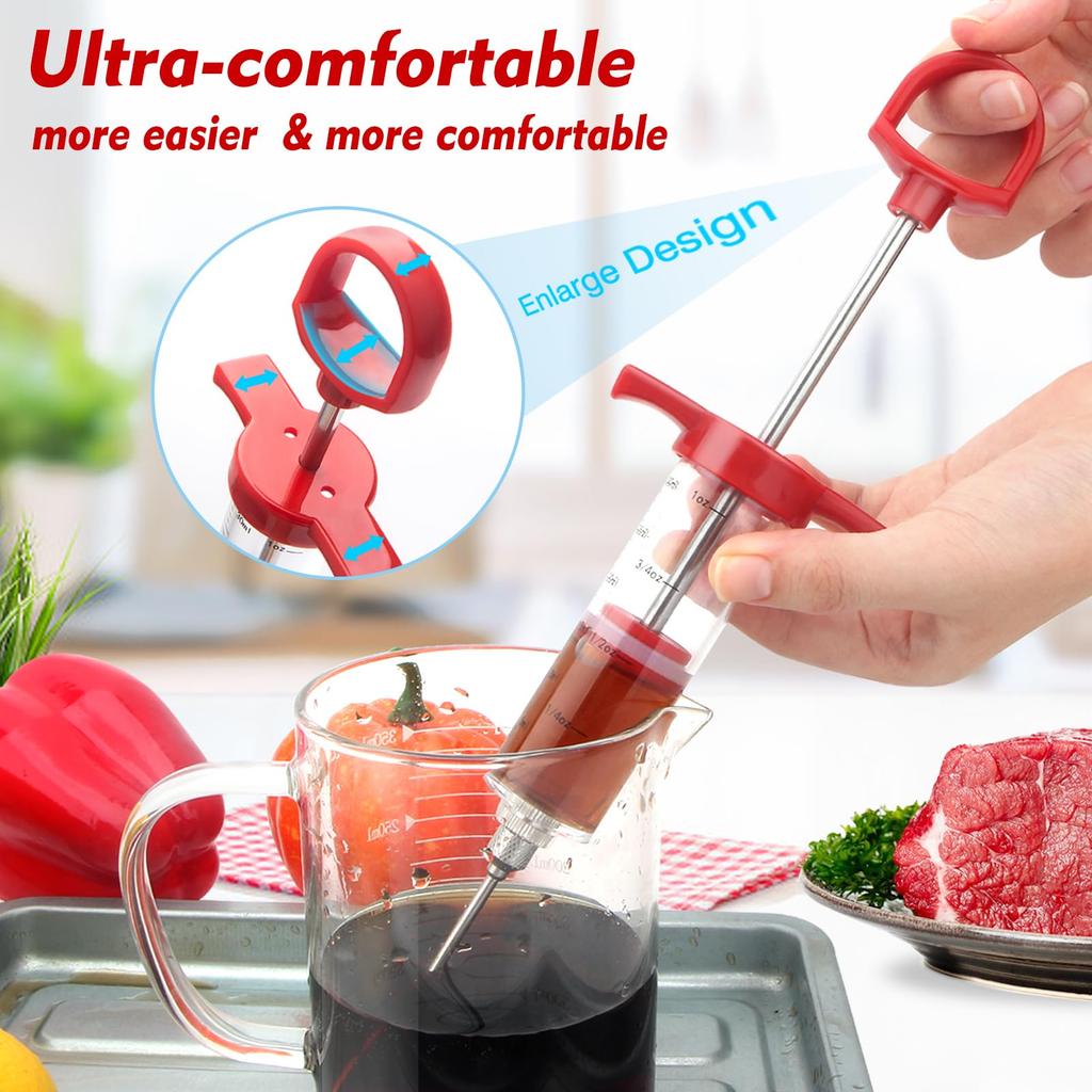 Marinade Injector Syringe with Screw-on Meat Needle Premium Portable Turkey Injector kit for Smoker Marinades Injector for Meats
