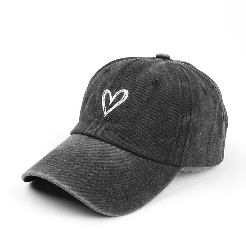 Peach Heart Embroidered Vintage Spring/Summer Baseball Hat Women's Thin Style Couple Soft Top Duck Tongue Hat Men