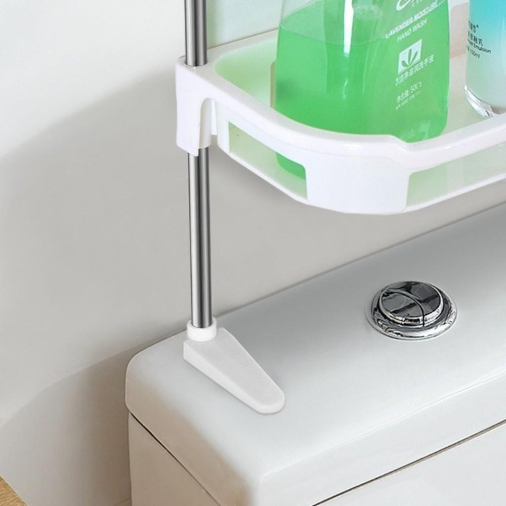 Raft cu 2/3 niveluri peste toaletă, suport de depozitare pentru baie fără găurire, suport vertical durabil pentru toaletă