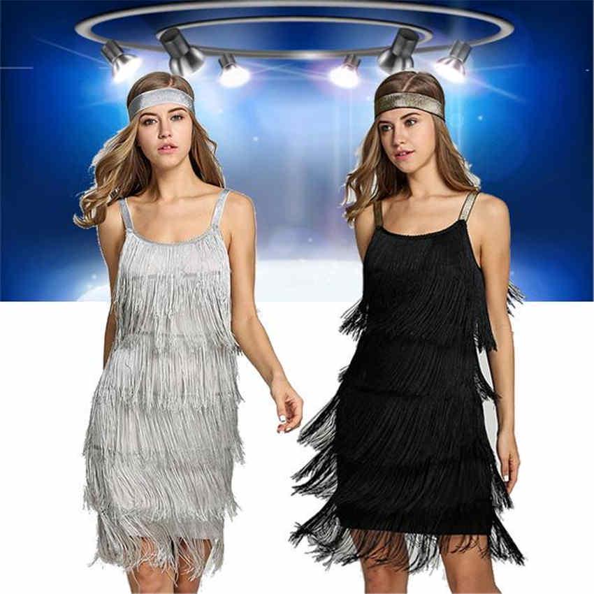 Letnia damska seksowna łączenie z frędzlami z opaską do włosów Sukienka bez rękawów A-line Dress Dance Party Dress