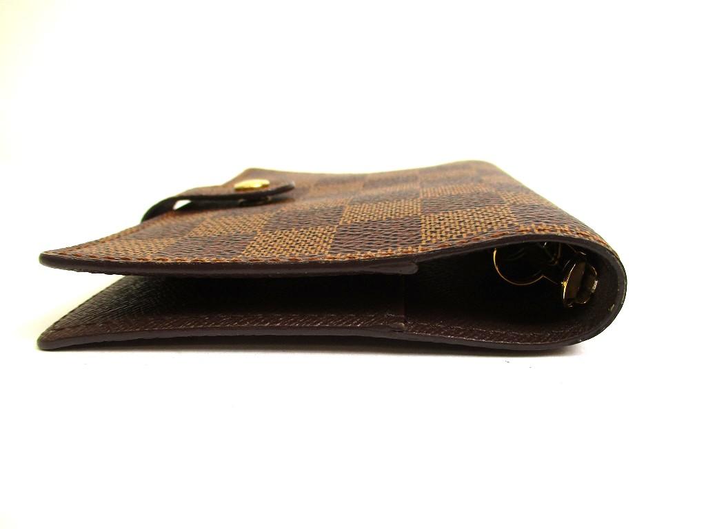Authentischer LOUIS VUITTON Damier Leder Dokumentenhalter Kleiner Ring Terminplaner Hülle #a957 Überholt