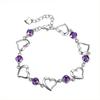 Heart-to-Heart Amethyst Zircon Couple Bracelets - Romantic Heart-Shaped Accessories
