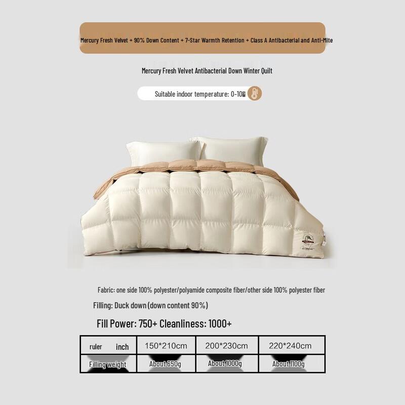Mercury Home Textiles 90% White Duck Down Anti-Bacterial Winter Quilt