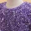 European & American Girls' Sequin Puffy Princess Dress with Bubble Sleeves for Catwalk and Evening Events