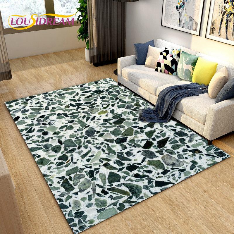 3D Crushed Stone Path Colour Gravel Area Rug Large,Carpet Rug for Living Room Bedroom Sofa Doormat Decoration,Non-slip Floor Mat