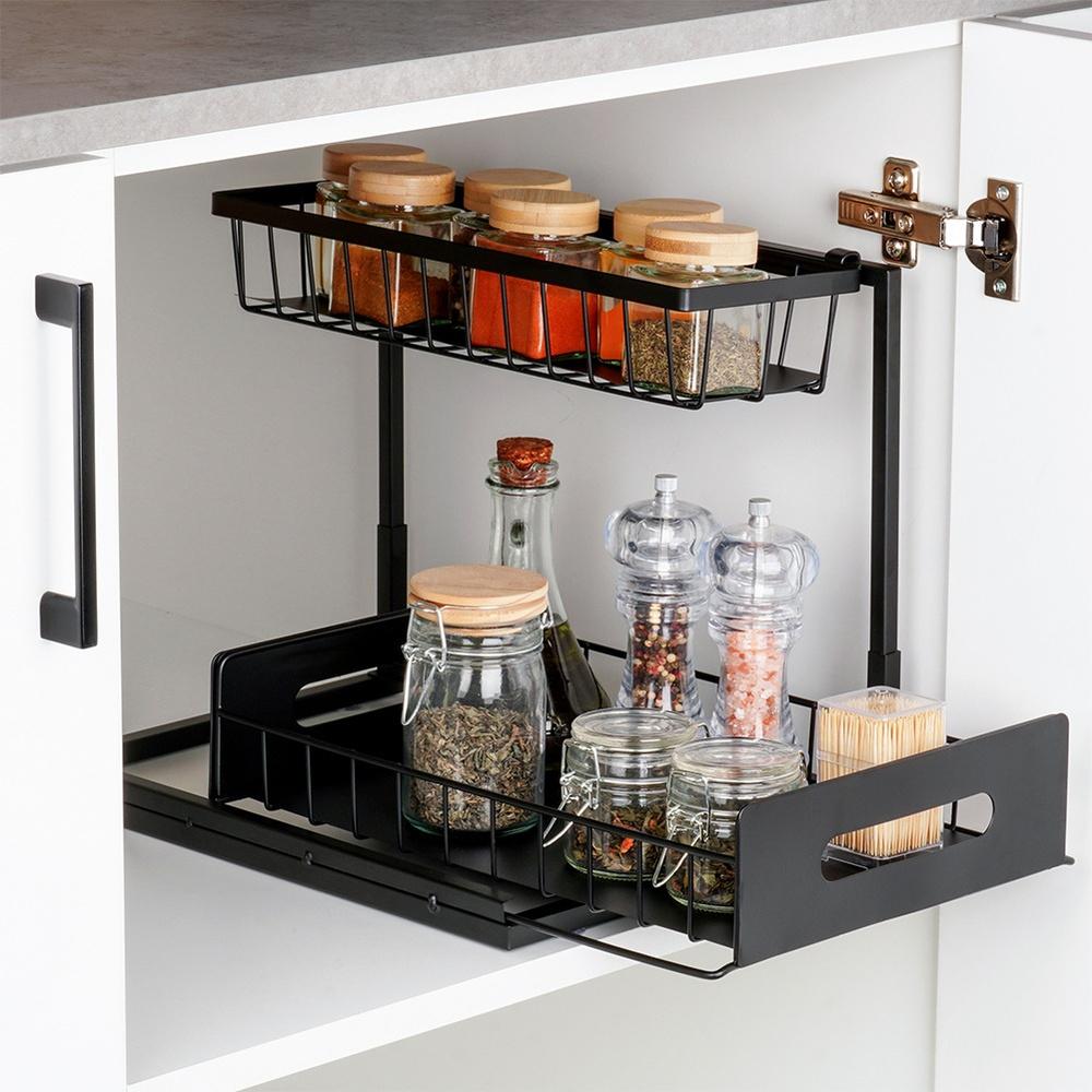 Two-Tier Metal Kitchen Shelf Stand Organizer Rack
