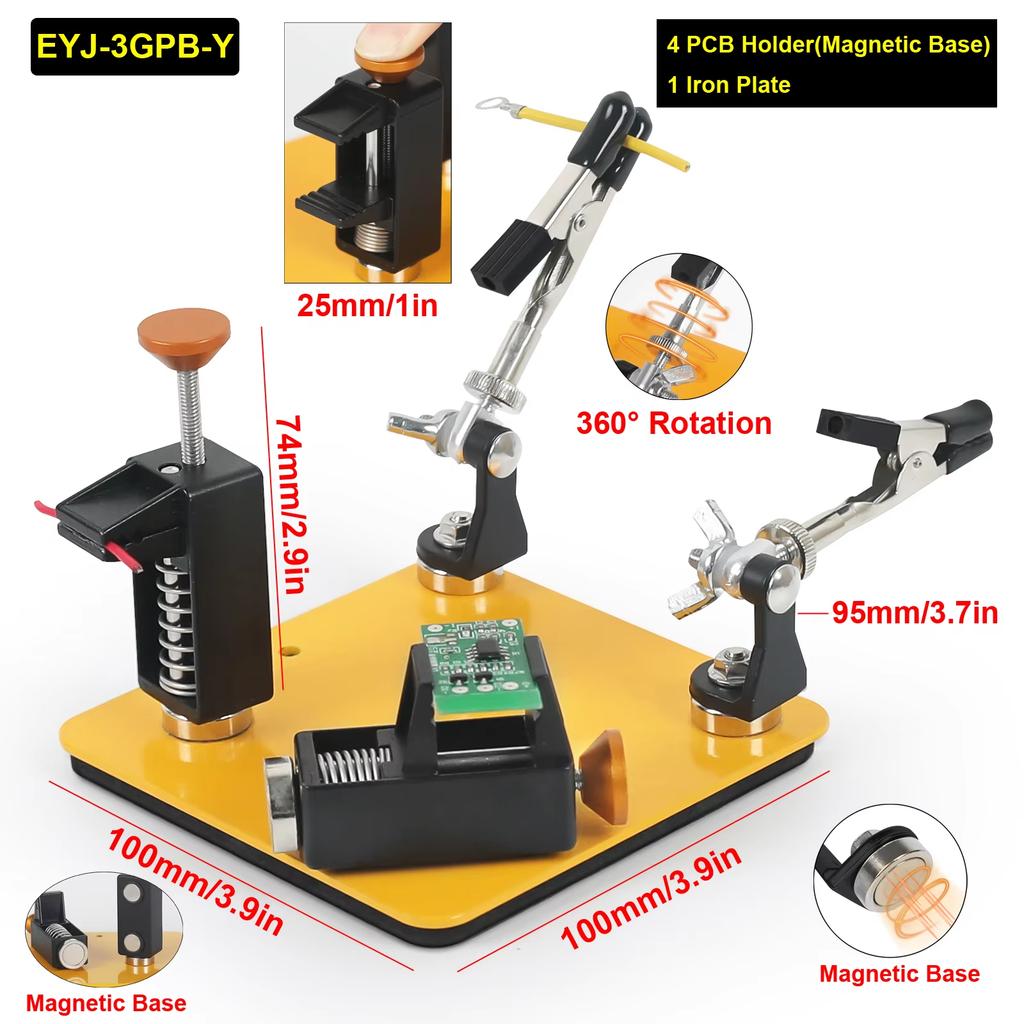 NEWACALOXSoldering Helping Hands Third Hand Tool with Magnetic Base Adjustable Metal Circuit Board Holder for PCB Welding Repair