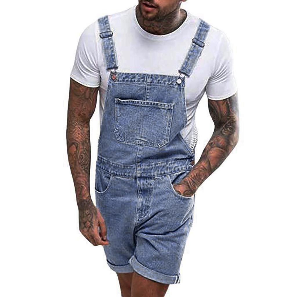 Mens Plus Pocket Jeans Overal Jumpsuit Streetwear Overal Suspender Kalhoty