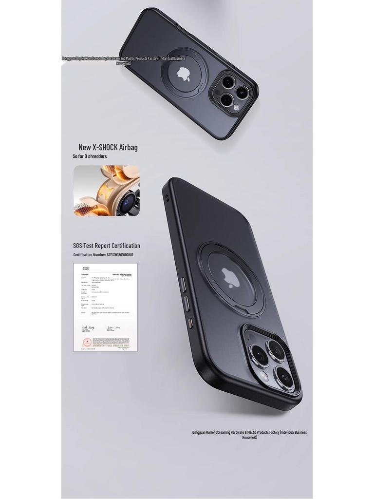 Apple iPhone 16 Pro Max Manyetik Döner Standlı Kılıf - Deri Hissiyatlı Koruyucu Kapak IP17