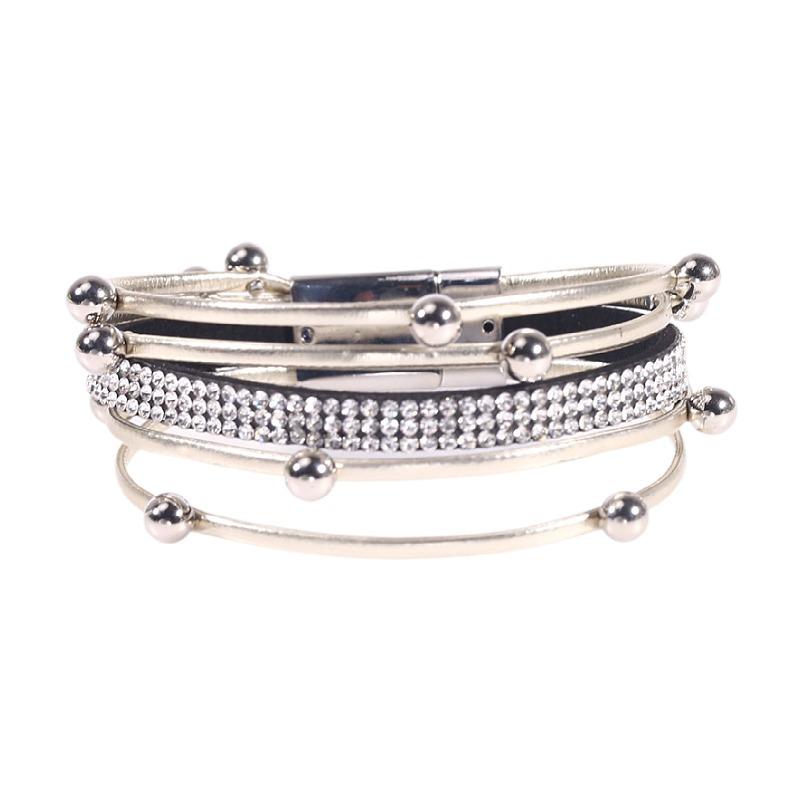 Pearl Pu Leather Bracelet Women, Fashion Magnet Buckle Bracelet Bracelet Bracelet Bracelet Multi-Layer Leather Bracelet