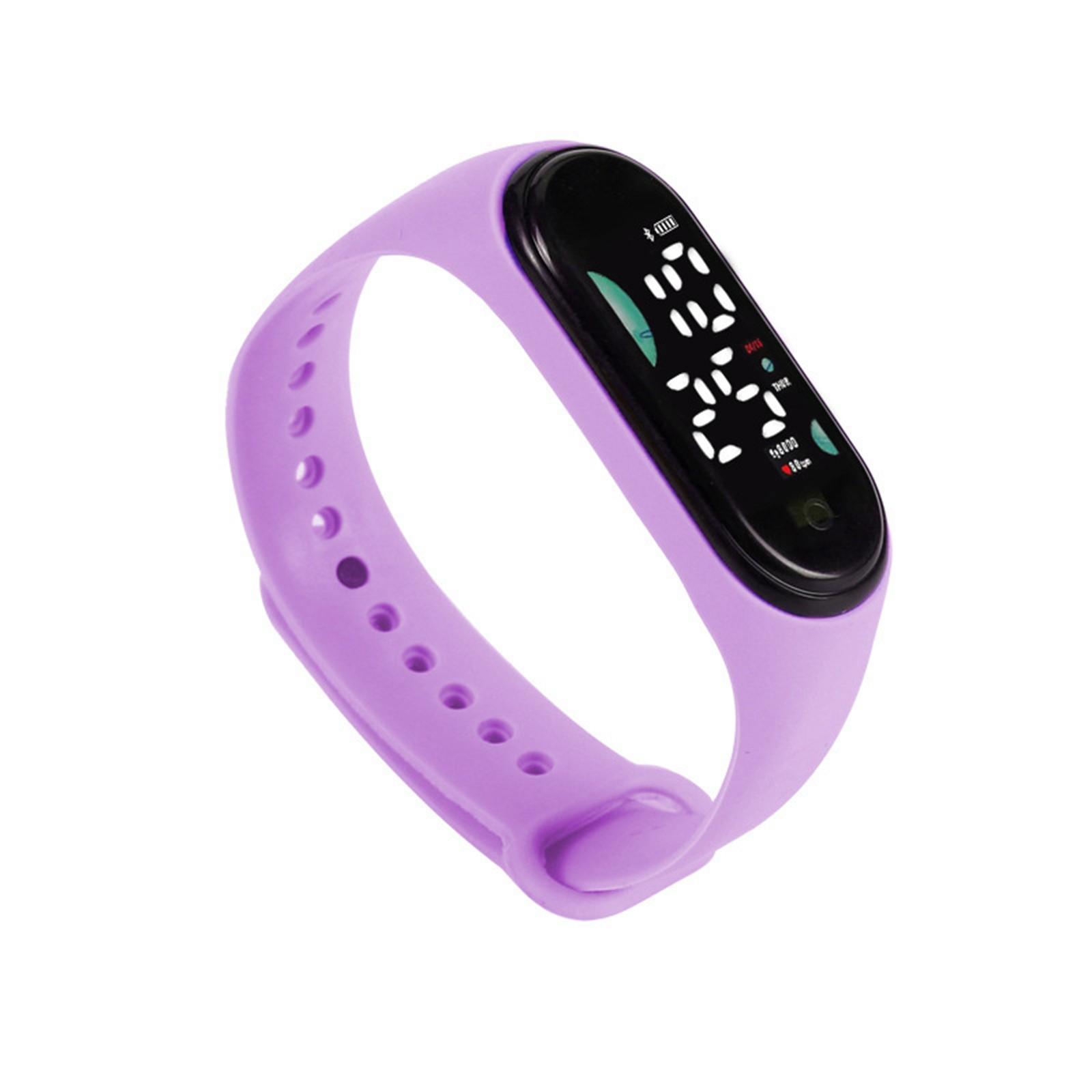 

Детские часы, подходящие для студенческих уличных электронных часов, время отображения экрана часов One Size светло-фиолетовый