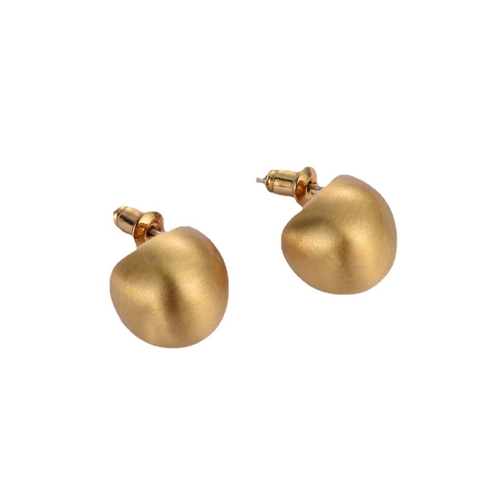 Medieval Style Round Matte Brushed S925 Silver Needle Stud Earrings, Light Luxury Design, Simple Temperament Earrings