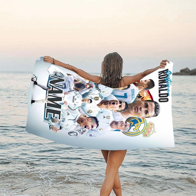 1pc Football32 Beach Towel with Custom Name, Beach/Swimming/Bath/Picnic/Camping Towel, Suitable for Seaside Beaches