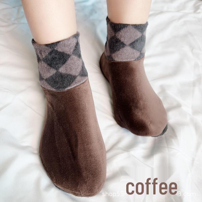 

Мужские очень толстые флисовые носки до середины икры с антискользящей подошвой для дома и йоги 3XL (fits size 38-42) кофейный