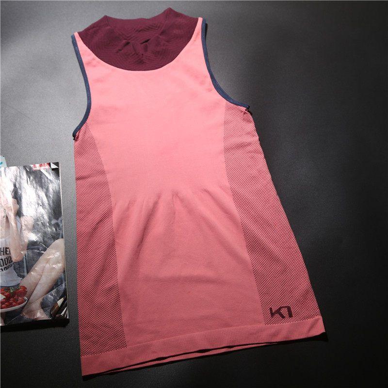 

European and American Orders! High Collar Fitness Vest for Women Comfortable Tight Breathable Quick-Drying Workout Clothes Running Yoga Exercise Top Pink M