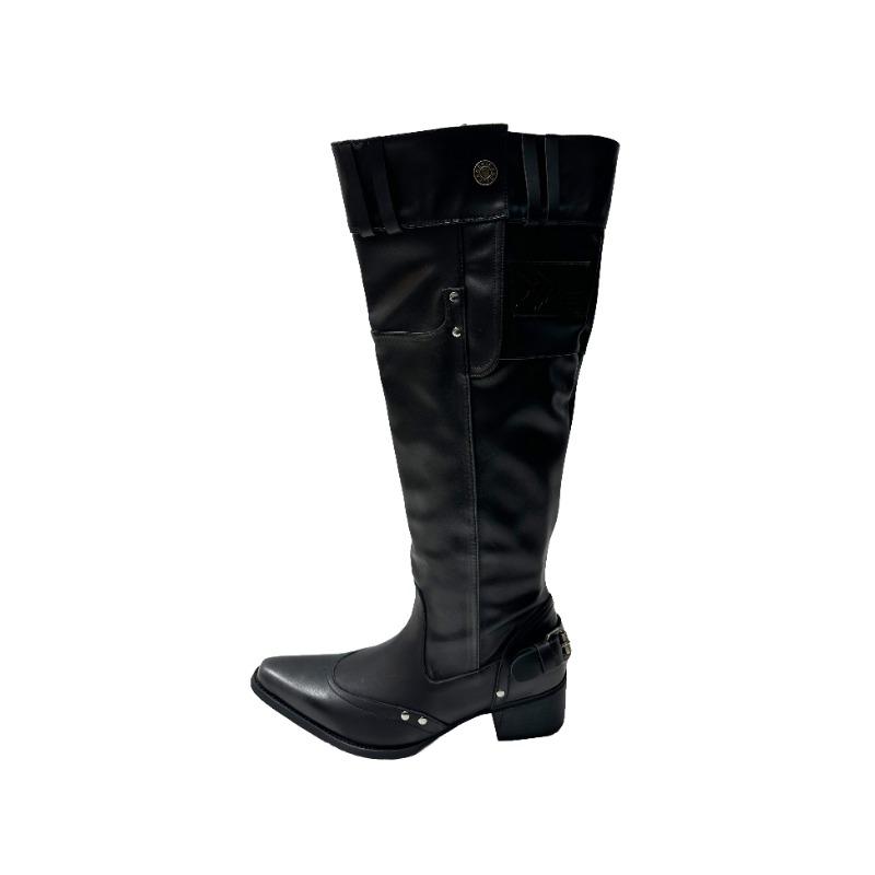 Fashion New Popular Shoes for Women  Knee High Boots Red Black White Tall Boots Woman Pleated Low Heel Casual Leather Female Long Shoes