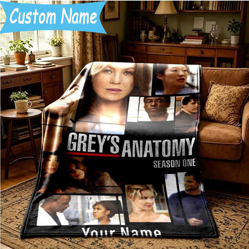 Custom Name Grey Doctor Blanket Flannel Blanket for Camping, Hiking, Garden Parties, Picnic Essentials,gift for family and friend