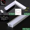 1-30pcs/lot 0.5m/pcs V/U/YW-Type LED Aluminum Profiles Recessed Milky/Black Cover Channel Corner Cabinet Linear Bar Strip Lights