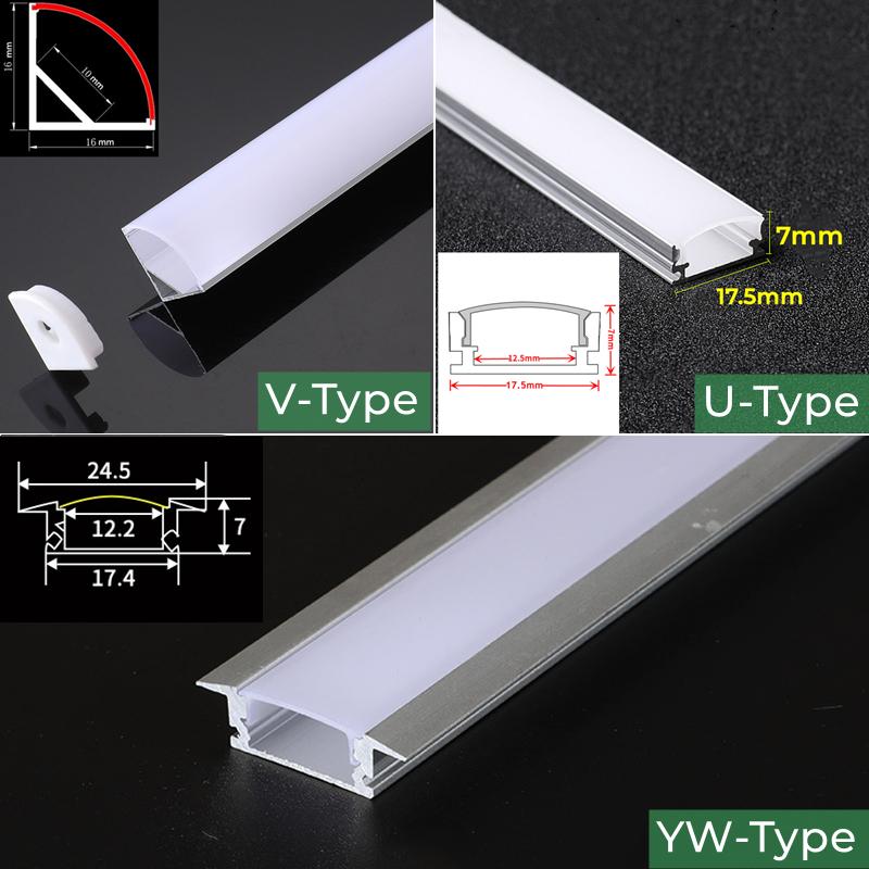 1-30 buc/lot 0,5 m/buc Profile din aluminiu LED tip V/U/YW încastrat laptoase/negru capac canal colț dulap bară liniară bandă lumini