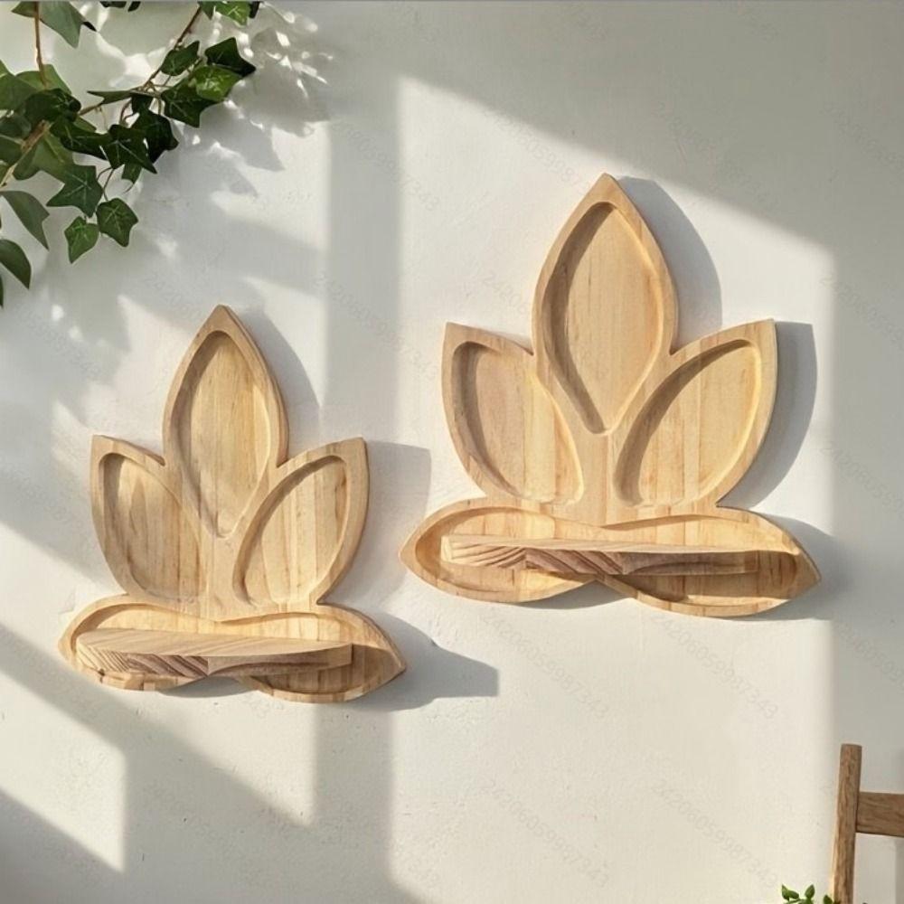 Wooden Lotus Shaped Storage Rack Nordic Style Wall Succulent Rack  Entryway