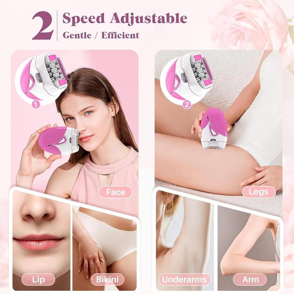 Portable Home Women Electric Epilator Rechargeable Lighted Hair Removal Device Underarm Leg Body