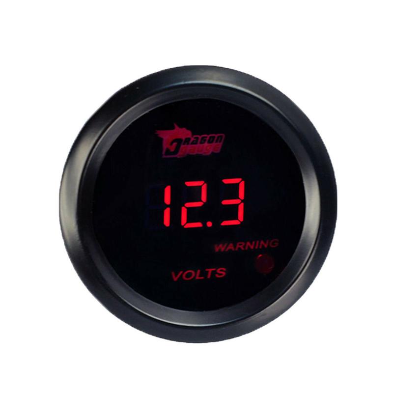 2 inch/52 mm Car Voltmeter Digital Blue/Red Led 12-24V Gauge Black Car Digital LED Display Voltage Gauge Voltmeter Round Panel
