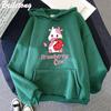 Strawberry Milk Cow Cartoon Hoodie Kawaii Clothing Aesthetic Girls Sudadera Mujer Pink Long Sleeve Loose Sweatshirt
