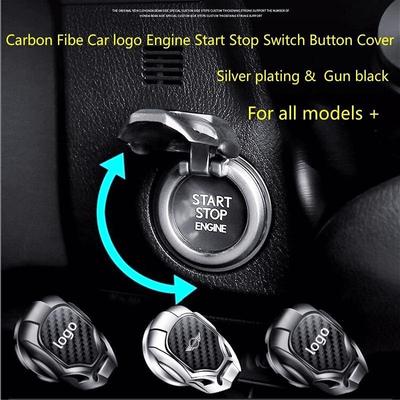 Carbon Fibe Car Logo Engine Start Stop Switch Button Cover Decorative Auto Accessories Push Button Sticky Cover Car Interior