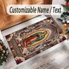 Virgin Mary Theme Crystal Velvet Rug Personalized Custom Name Text Soft Floor Mat Home Decor