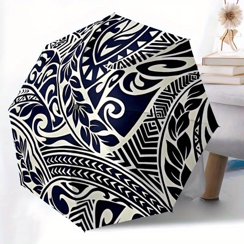 1pc Tribal Patterns Automatic Open/Close Umbrella with One Touch Button,, Windproof Design   Lightweight Portable Umbrella for Women & Men6143