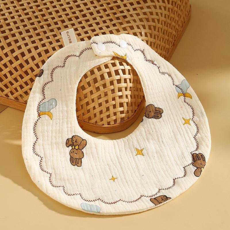 Newborn 6 Layer Gauze Bibs Ultra Soft Absorbent Anti Spit Up Cartoon Baby Drool Bibs Breathable And Comfortable For Infants