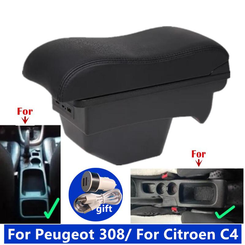 Car Armrest Box for Peugeot 308 2008 2009 2010 2011 2012 T7 SW / Citroen C4 2011 Retrofit Parts Center Storage Box USB Accessori