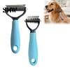Professional Pet Grooming Comb Double-Sided Detangling Rake, Dog Undercoat Rake with Rounded Blades, Double Sided Tool Shedding Brush for Long