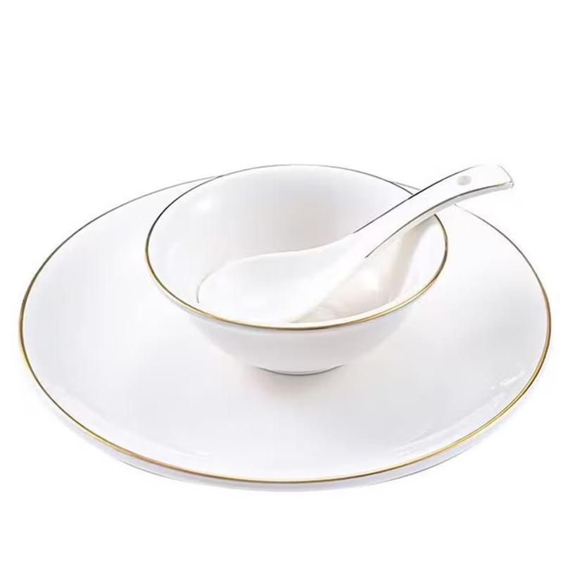 European Style Gold Rim Ceramic Dinner Plate