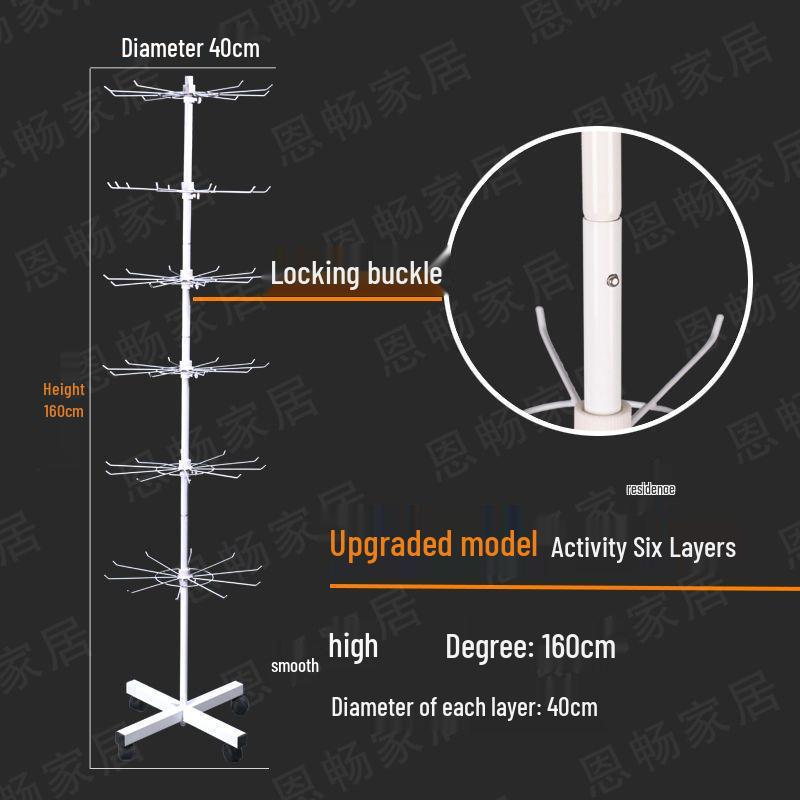 Multilayer Rotating Display Stand with Wheels for Jewelry, Socks, Keychains, Toothbrushes & Stationery