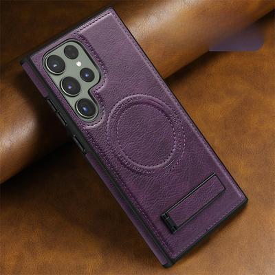 Crystal Shield Leather Case Suitable for Samsung S25 EDGE High End Leather Magnetic Suction Mobile Phone Case S24ultra Stealth Bracket