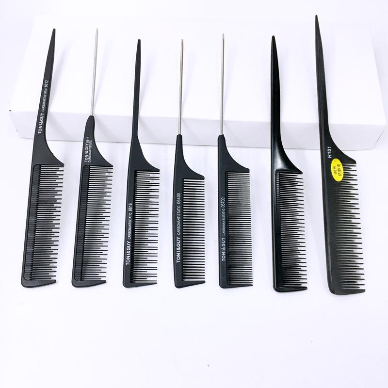 Carbon Fiber Anti-Static Tail Comb: High-Low Tooth Design for Hairdressing, Updo Styling, Teasing, and Massage.