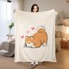Cute Cartoon Terrier Pattern Flannel Printed Blanket Suitable for All Seasons Suitable for Living Room Office Sofa and Travel