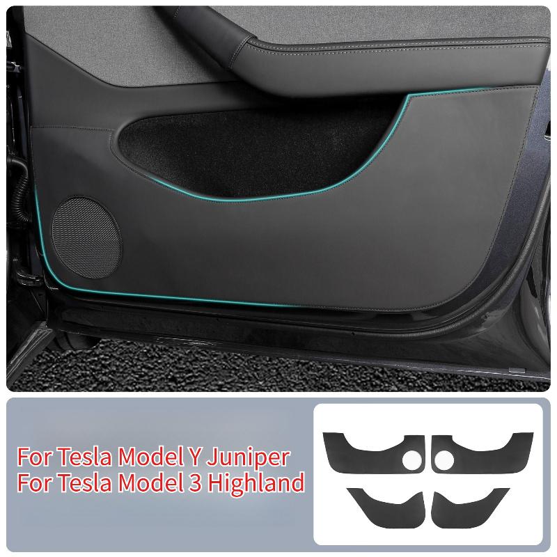 For Tesla Model Y Juniper 2025 Car Door Anti-Kick Pad Leather Sticker Trim Side Door Sill Protector Cover Interior Decoration