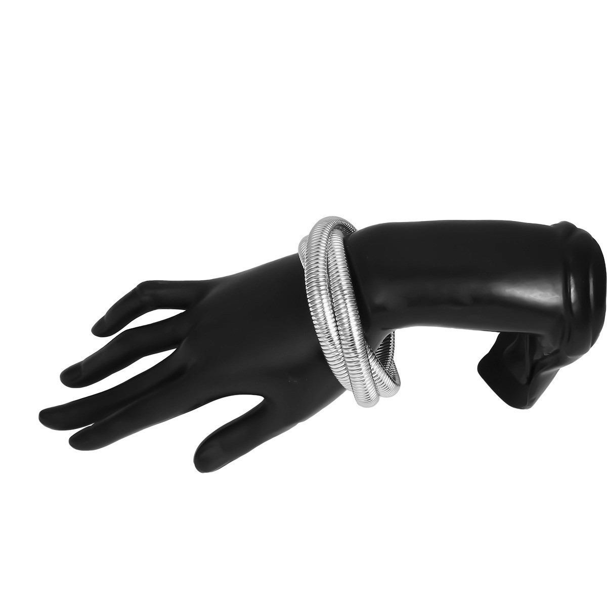 

Модный трехслойный браслет для женщин серебряный