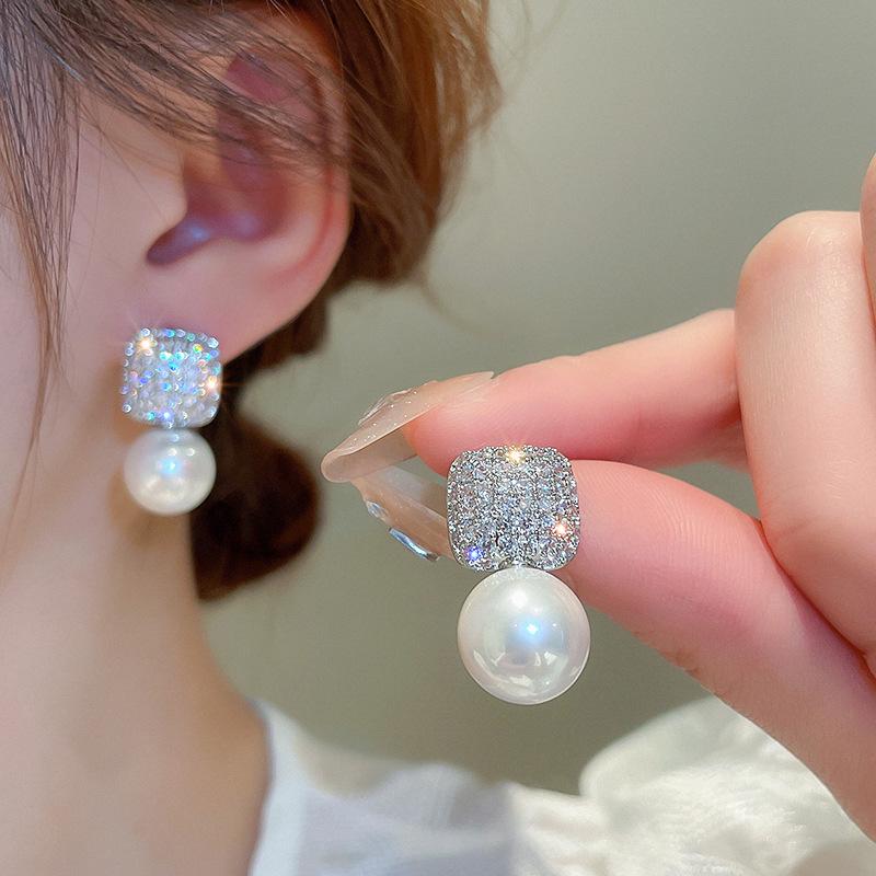 Light Luxury Zircon & Pearl Silver Earrings: French Influencer-Inspired High-End Style for Women