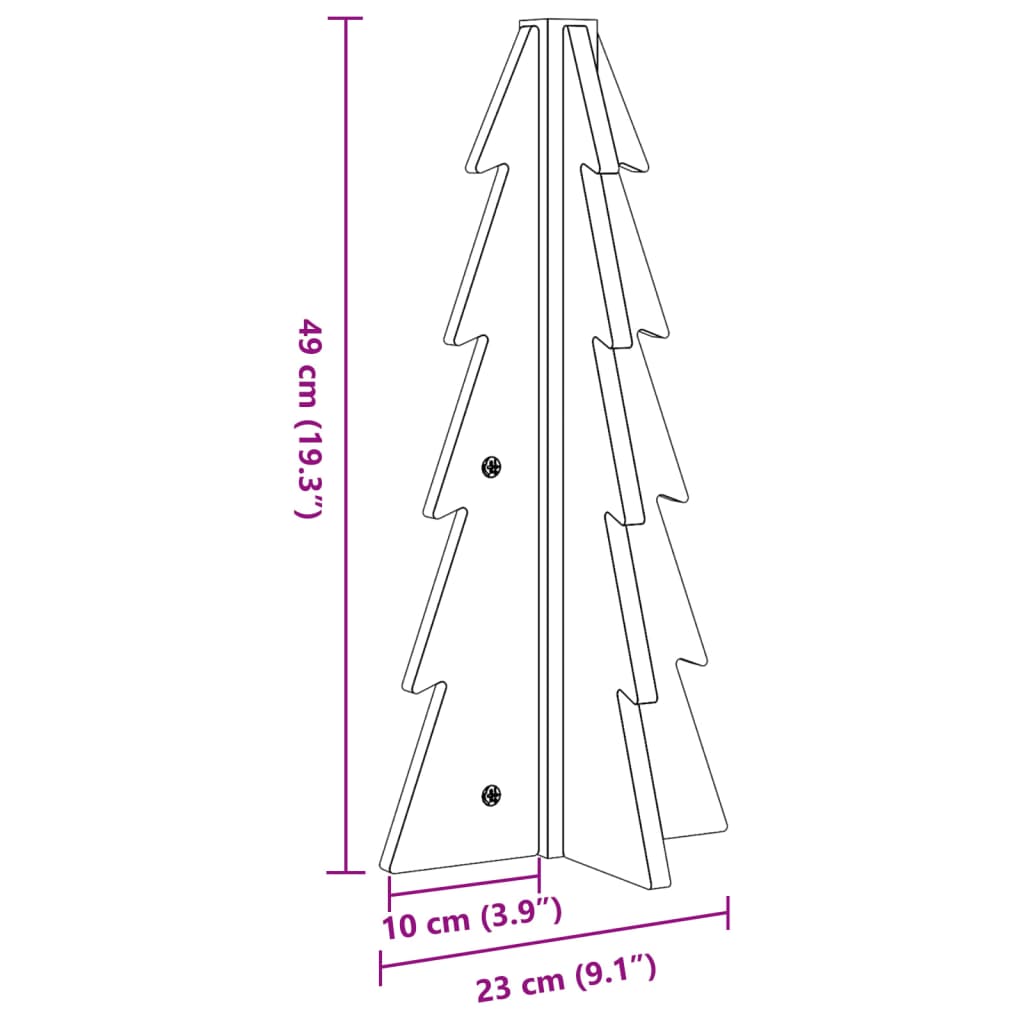 Wooden Christmas Tree for Decoration 49 Cm Solid Pine Wood