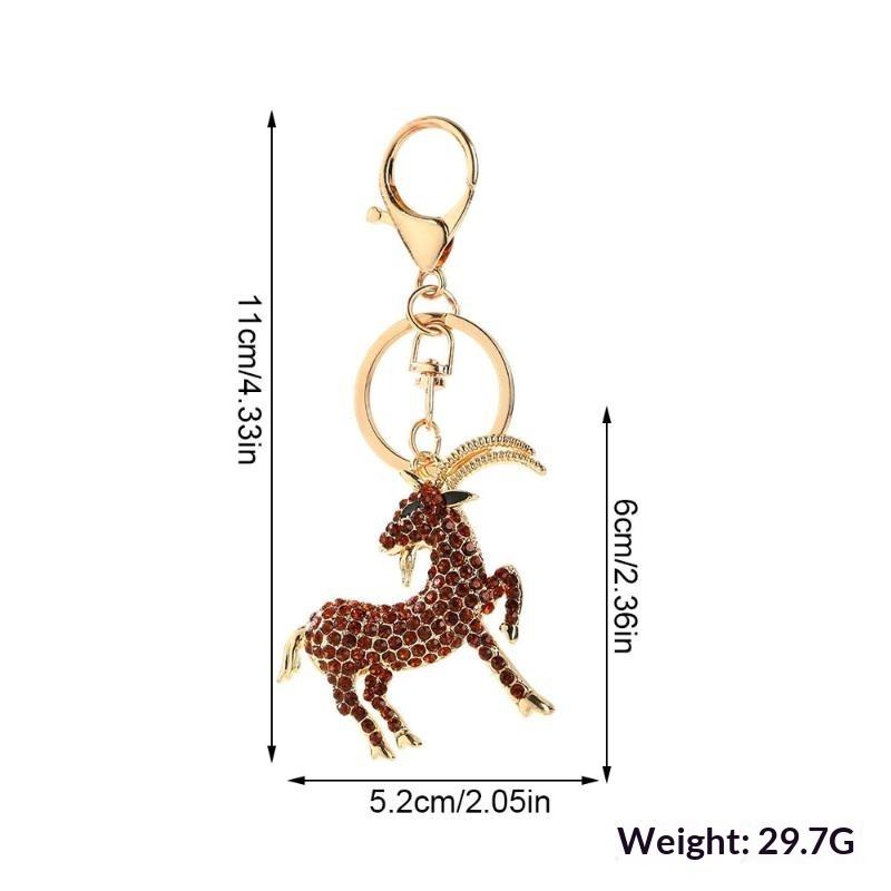 Cute Lifelike Goat Metal Keychain Sparkling Rhinestone Decor Stylish Bag Charm for Teen Girls Birthday Small Gift