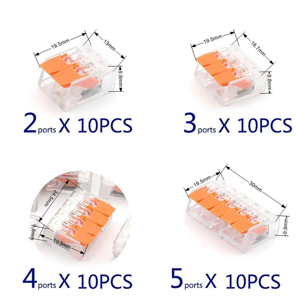 10Pcs Push-in Quick Terminal Block 2/3/4/5 Pins Wire Connector Terminals Electrical Wire Connector