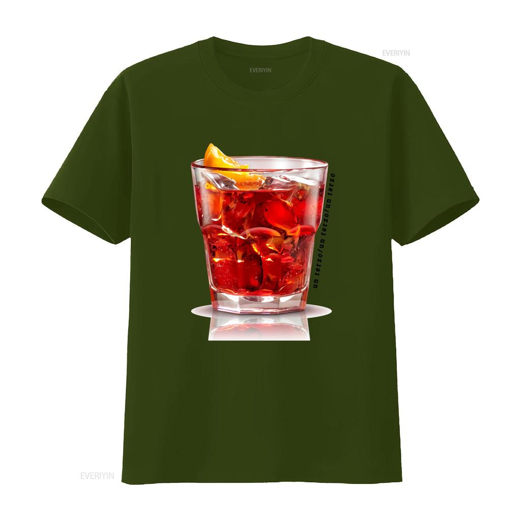 Uomo Negroni Un Terzo Aperitivo Cocktail Campari T Shirt da Uomo Moda Stampa vintage Lavata Unisex grafica Elastica