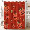 Spooky Halloween Pumpkin Shower Curtain Set for Bathrooms Decorative Fall Bathroom Liner with Red and Green Leaves Pattern